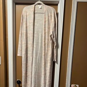 VENUS Pink and Cream Cape with Open Front and Cozy Knit